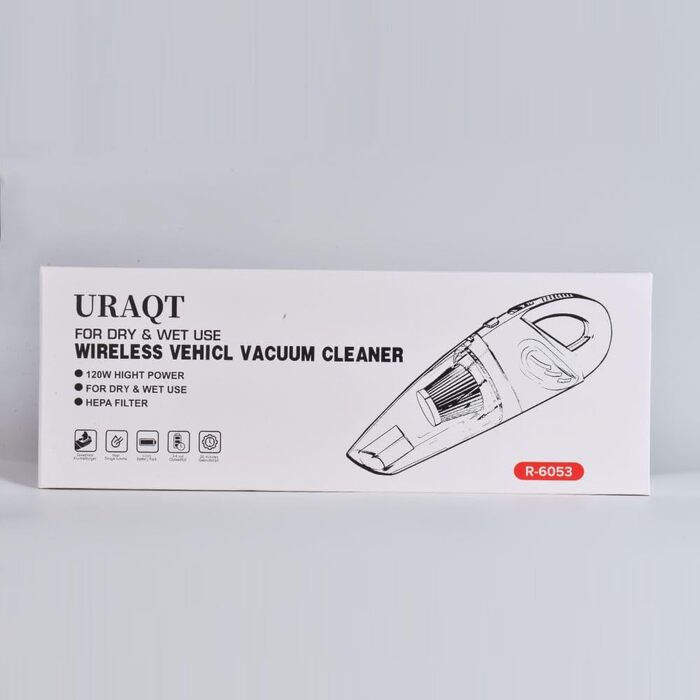 Акумуляторний ручний пилосос URAQT 120W, бездротовий, для авто та дому, для вологого та сухого прибирання, з шумозниженням, швидка зарядка, для шерсті тварин, сріблястий