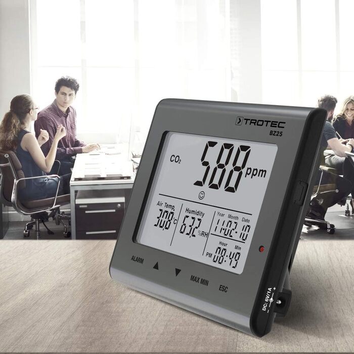 Вимірювач CO2 Trotec BZ30 – монітор якості повітря, вологості та температури, діапазон вимірювання 0-9999 PPM, похибка ±75 PPM + 5%, даталогер на 50 000 вимірювань