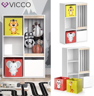 Дитяча полиця Vicco Luigi, біла, 72x107,8 см, з 2 складними коробами