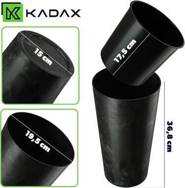Набір горщиків KADAX (3 шт.) з дерев'яною стружкою, чорний бетон, 19,25, 30 см