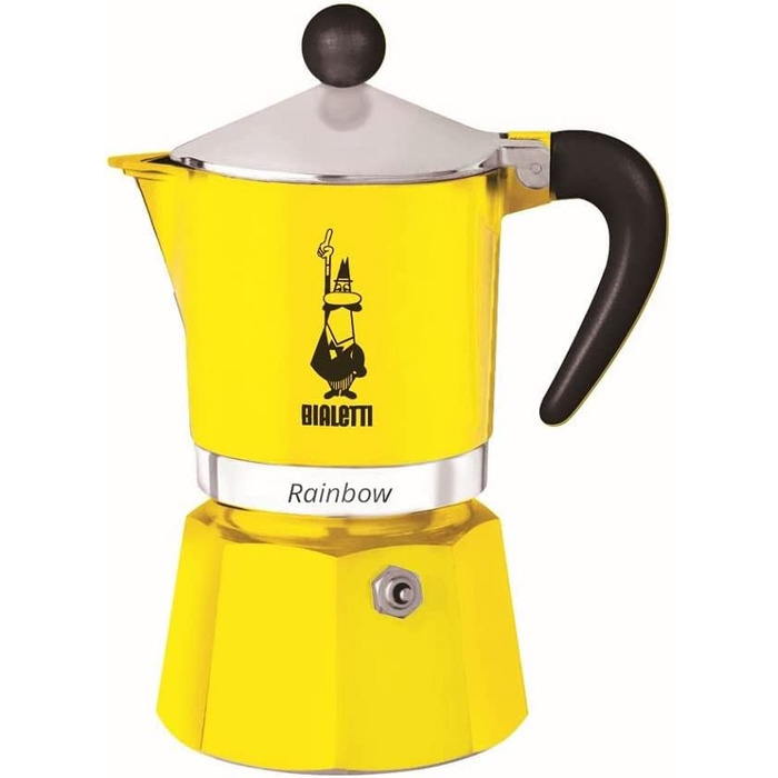 Кавоварка гейзерна Bialetti Rainbow, алюмінієва, жовта, на 1 чашку