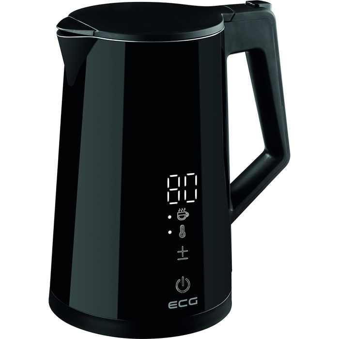 Електрочайник ECG RK 1893 Digitouch Black, 2200 Вт, 1,7 л, LED-дисплей