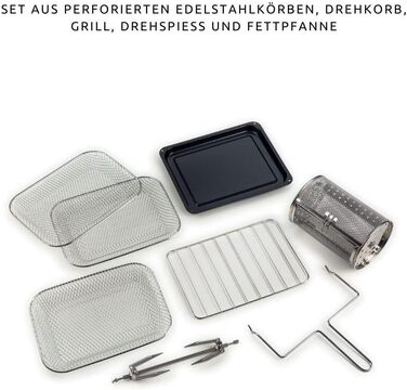 Аерофритюрниця та піч 2-в-1 Ariete Vintage 4632, 16 л, з вертелем та кошиками з нержавіючої сталі, 1400 Вт, таймер 60 хв, до 230°C, блакитний
