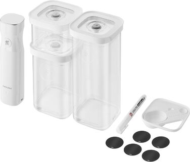 Вакуумний набір для зберігання продуктів ZWILLING FRESH & SAVE CUBE S, 6 предметів: 3 контейнери, вакуумний насос, мірна ложка, NFC-етикетки