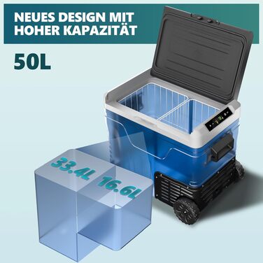Автомобільний компресорний холодильник EUHOMY 50л з Wi-Fi, -20°C~20°C, 12/24V/220V, на колесах для кемпінгу, подорожей, риболовлі