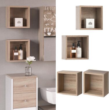 Настінна полиця Vicco Senyo, комплект 2 шт, дуб сонома, 25x25 см