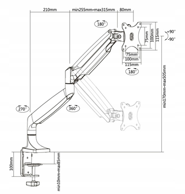 Кронштейн для монітора Hakner, 13-32 дюйми, VESA 75x75/100x100, макс. 9 кг, білий