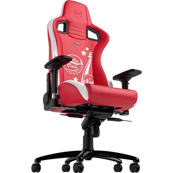 Ігрове крісло noblechairs Epic Nuka Cola, ергономічне, офісне, PU-шкіра, з підголівником та поперековою підтримкою, для користувачів до 120 кг і 185 см, спеціальна серія