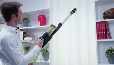 Акумуляторний пилосос Hoover з турбощіткою для шерсті тварин, змінні валики для універсальної та делікатної підлоги, до 30 хв роботи, без мішка, самостійне стояння, легкий і компактний [HF522NPW]