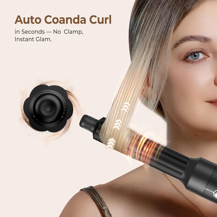 Hairstyler UKLISS Pro 7-в-1 з іонізацією: фен-щітка, кругла щітка, аеробраш для створення локонів (Чорний)