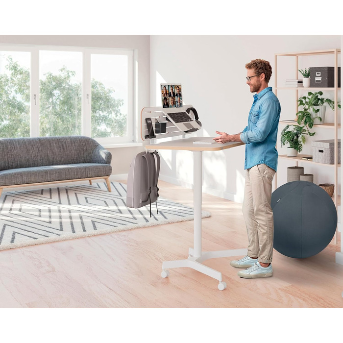 Ергономічний електричний стіл Leitz Ergo Compact 80x60 см для офісу та дому, білий - регульована висота, навантаження до 80 кг, з нагадуванням про зміну положення