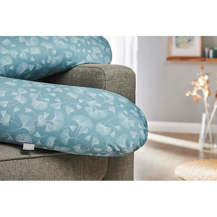 Гіпоалергенна подушка для годування та сну Rotho Babydesign Multi 190x35 см, безшумна, для вагітних і мам, машинне прання, малюнок гінкго