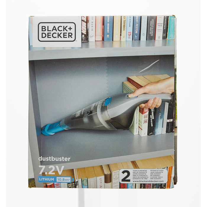 Пилосос ручний акумуляторний Black+Decker Dustbuster NVC215WA-QW, безмішковий, 7,2V, насадки для щілин і м'яких меблів, настінна зарядка, 385 мл, кобальтово-синій