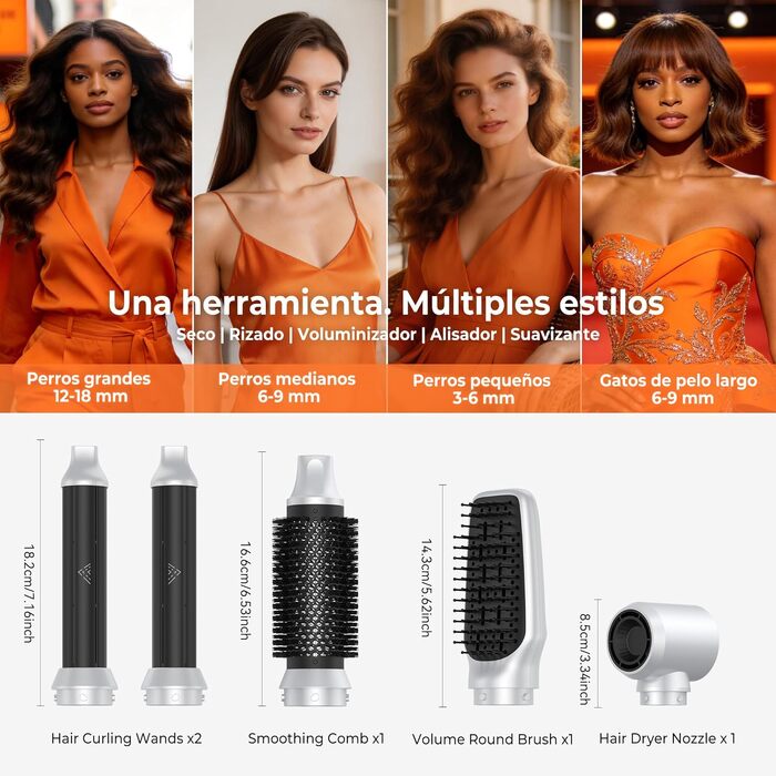 Hairstyler 5 в 1 Coandă-ефект: Фен-щітка, автоматичний локон, об'єм, сушка - перламутрово-білий (350г)