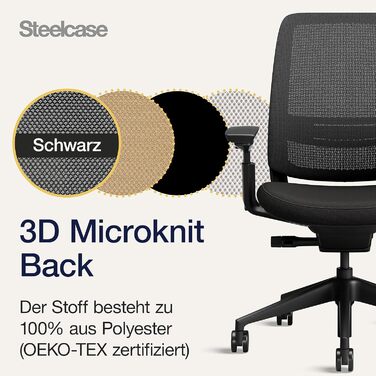 Ергономічне крісло Steelcase Series 2 з підтримкою спини LiveBack, 4D підлокітники, регульована підголівник, Трюфель (Чорний Онікс, Сучасний)