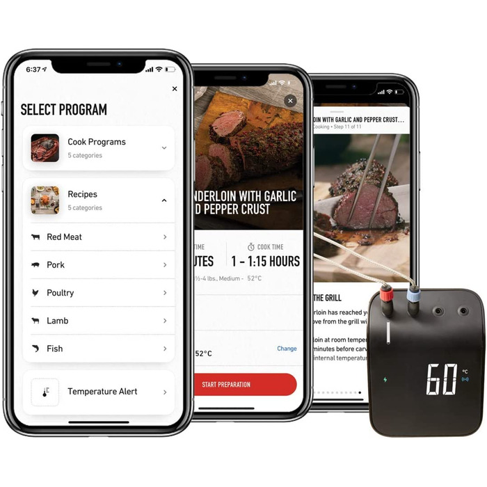 Weber Connect Smart Grilling Hub — розумний термометр для гриля з Bluetooth і Wi-Fi, контроль через додаток, покрокові рецепти, підтримка до 4 датчиків, чорний