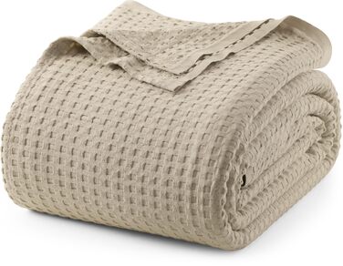 Вафельна ковдра Utopia Bedding з 100% бавовни, літня легка ковдра, 304x304 см, колір хакі