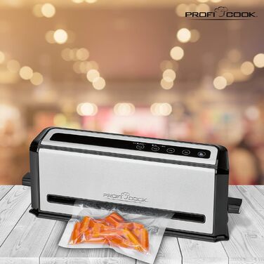 ProfiCook PC-VK 1080 Вакуумний пакувальник з насосом для Sous Vide | 12 л/хв, нержавіюча сталь, 10 пакетів