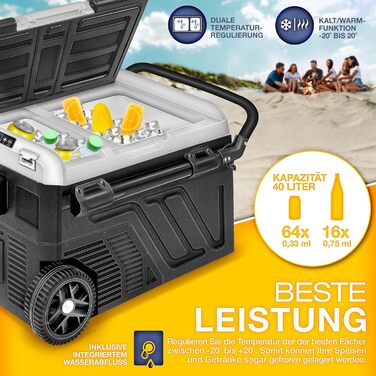 Автомобільний холодильник Tillvex® Kompressor 40-60л з Wi-Fi, 12/24V/230V, до -20°C для авто, вантажівок, кемпінгу