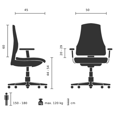 Офісне крісло COMFIO WP з тканини сірого кольору hjh OFFICE