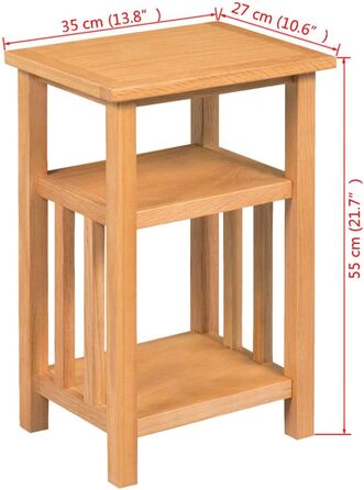 Журнальний стіл vidaXL з полицею для газет, масивний дуб, 27x35x55 см