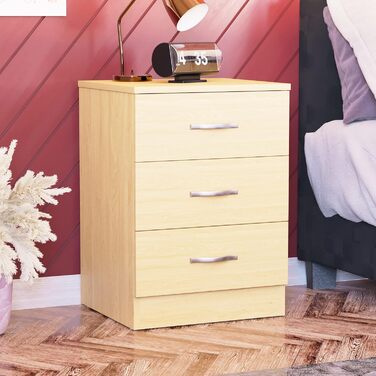 Тумба приліжкова Vida Designs з сосни, 3 шухляди, металеві ручки та напрямні