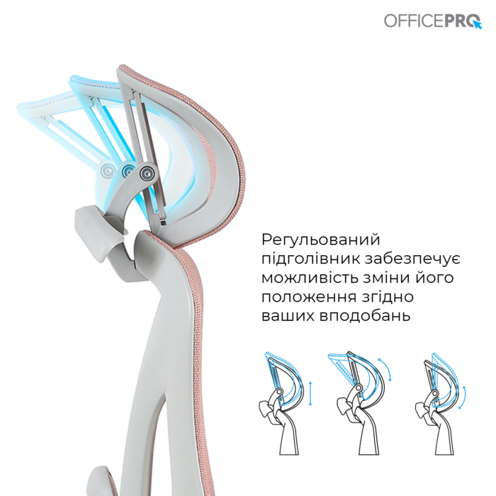 Крісло офісне OfficePro Elite OC950GLP Gray/Light Pink