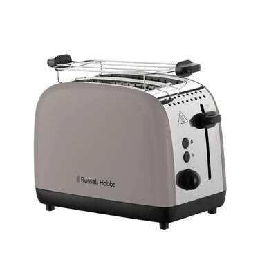 Тостер Russell Hobbs Colours Plus Edelstahl на 2 тости, Мока. Широкі слоти, підставка для булочок, 6 режимів, розморожування, Lift & Look, 1600 Вт