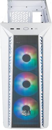 Корпус для ПК Cooler Master MasterBox 520 Mesh, Mid-Tower ATX, 3 встановлені вентилятори, кілька варіантів охолодження, сітчаста передня панель, бічна панель із загартованого скла, ARGB-контролер, білий