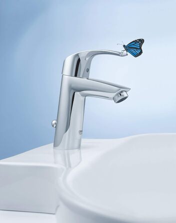 Змішувач для ванної кімнати Grohe Eurosmart, водозберігаючий, хром, з витяжною системою, 15 см, проста установка