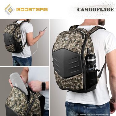 Рюкзак BoostBag Camouflage для ноутбука 17,3'' – міський камуфляж, для школи, університету та роботи, Boostboxx