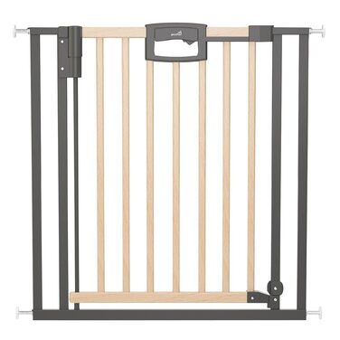 Захисний бар'єр Geuther Easylock Plus для сходів та дверей (152,5-160,5 см) - дерев'яно-металевий, без свердління, двосторонній, сірий/натуральний