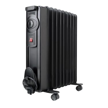 Масляний радіатор BLACK+DECKER BXRA1500E, 1500 Вт, 6 секцій, 2 рівні потужності, чорний