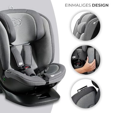 Дитяче автокрісло Kinderkraft XPEDITION2 I-Size 0-36 кг, 360°, Isofix, сіро-гранітне, регульована спинка та підголівник