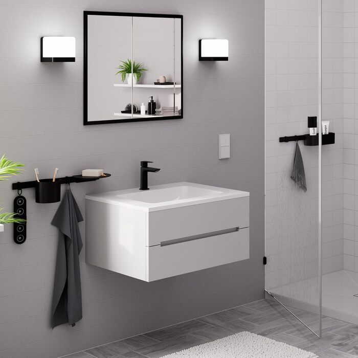 Змішувач для ванної кімнати Hansgrohe Logis Fine, чорний мат, висота виливу 110 мм, економія води (EcoSmart)