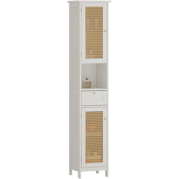 Висока шафа для ванної Vicco Rosario, біла, 32x170 см, з 2 дверцятами та шухлядою