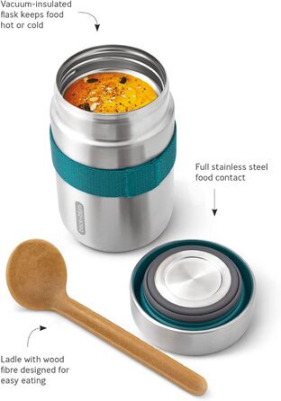 Термос для їжі BLACK + BLUM Food Flask 400 мл, з ложкою, вакуумний, з нержавіючої сталі, океан, зберігає 6 годин тепло та 8 годин холод, герметичний