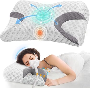 Ортопедична подушка Hydomi для CPAP та апное сну – меморі фоам, підтримка шиї для бокового, спинного та черевного сну, зменшує тиск маски та повітряні витоки, 58×38×9,5 см