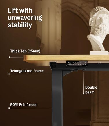 Електричний регульований стіл MAIDeSITe S2 Pro 140x70 см, чорна рама, вантажопідйомність 160 кг, захист від зіткнень