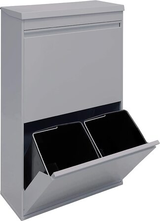 ARREGUI Top CR622-B контейнер для сортування сміття зі сталі з кришкою, 4 секції, відро для сміття для кухні, зйомні внутрішні відерця з ручкою, 4×17 л (68 л), світло-сірий