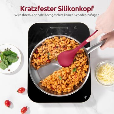 Набір кухонних аксесуарів U-Taste з силікону (5 шт.), стійкий до 315°C, BPA-free, антипригарний, для приготування, перемішування, подачі їжі (червоний)