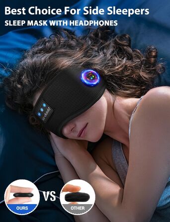LC-dolida маска для сну з Bluetooth-навушниками, маска для сну для жінок і чоловіків, бавовняна очна маска, що переться, з мікрофоном для подорожей, сну, йоги, медитації