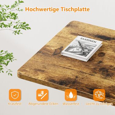 Регульований по висоті письмовий стіл HOMIDEC з колесами, 80x40 см (Vintagebraun) для дому та офісу. Стол для комп'ютера, стоячий стіл для ходьби