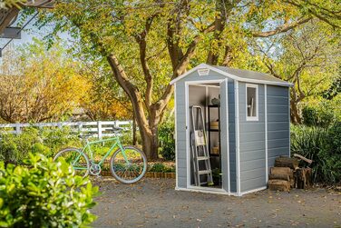 Садовий будинок Keter Manor 4x6S, 3.8м³, пластик, сірий, вологостійкий, 130x192x198 см