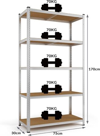 Стелаж Monzana 160x90x40 см, 700 кг, 4 полиці МДФ, важкий металевий стелаж для складу, гаража, майстерні