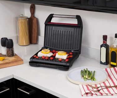 Контактний гриль George Foreman Family Steel Rot (28x17 см) - для 5 порцій, для м'яса, риби та овочів, Паніні та сендвічі, зменшує жир до 42%