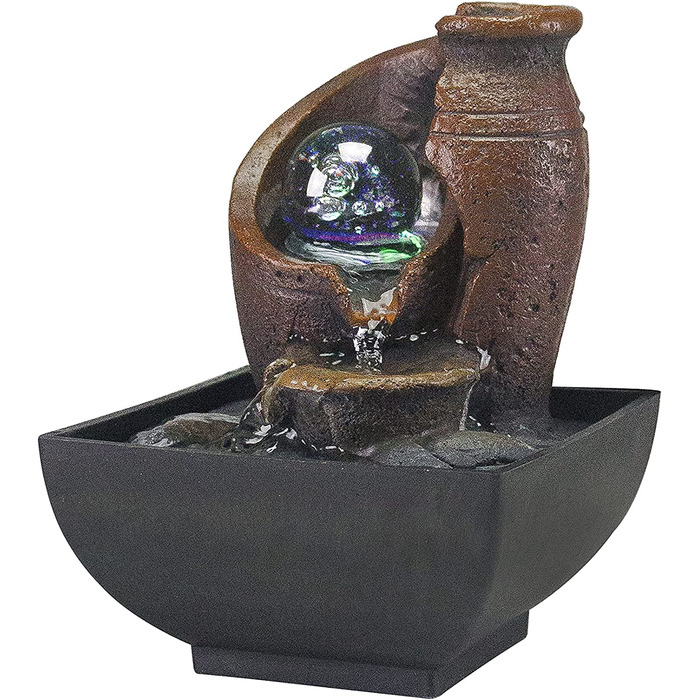 Декоративний кімнатний фонтан BEPER Amphora з підсвіткою, чорний, смола, компактний