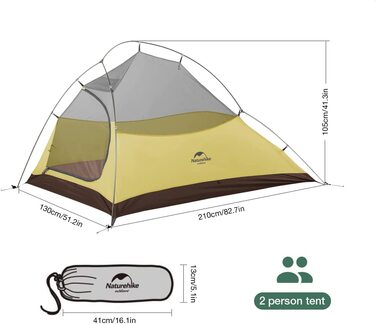 Намет Naturehike Cloud Up 2 для кемпінгу, ультралегкий, 2-місний, 3-4 сезони, водонепроникний, для туризму та походів, зелений