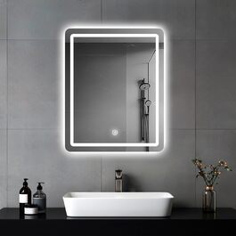 Дзеркало для ванної кімнати MYGIIVOVO з підсвічуванням LED, сенсорне керування, 3 кольори, 60x45 см