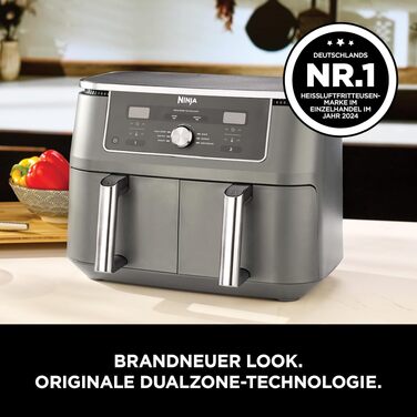 Аерофритюрниця Ninja Dual Zone Digital DZ400EU 6-в-1 з двома кошиками, 9.5 л, Metallic Grey